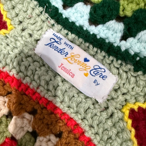 Vtg Handmade Colorful Granny Square Crochet Afghan Blanket Throw Style 60”x45” - Picture 4 of 4